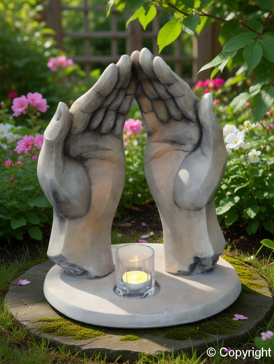 DŁONIE ZE ŚWIECZNIKIEM "SATORI" (odcień rdzy) - obrazek 3