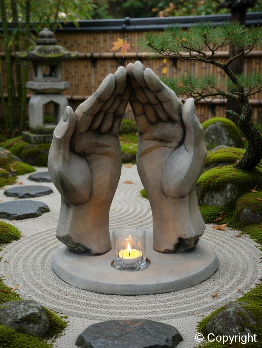 DŁONIE ZE ŚWIECZNIKIEM "SATORI" (odcień rdzy) - obrazek 4