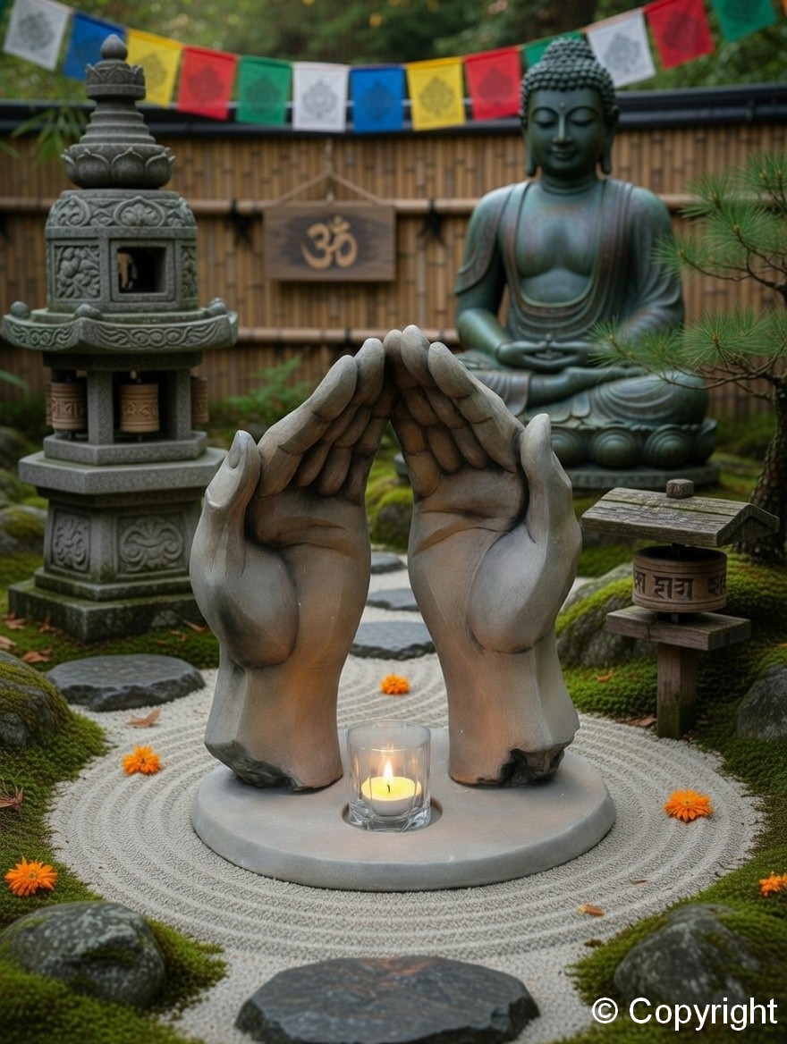 DŁONIE ZE ŚWIECZNIKIEM "SATORI" (odcień rdzy) - obrazek 5